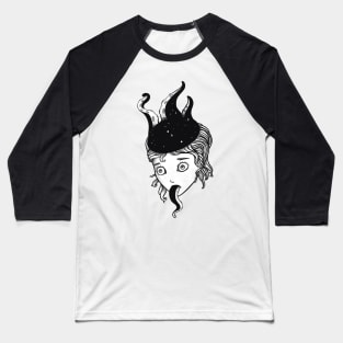 Strange Goth Octopus Tentacle Girl Head Baseball T-Shirt